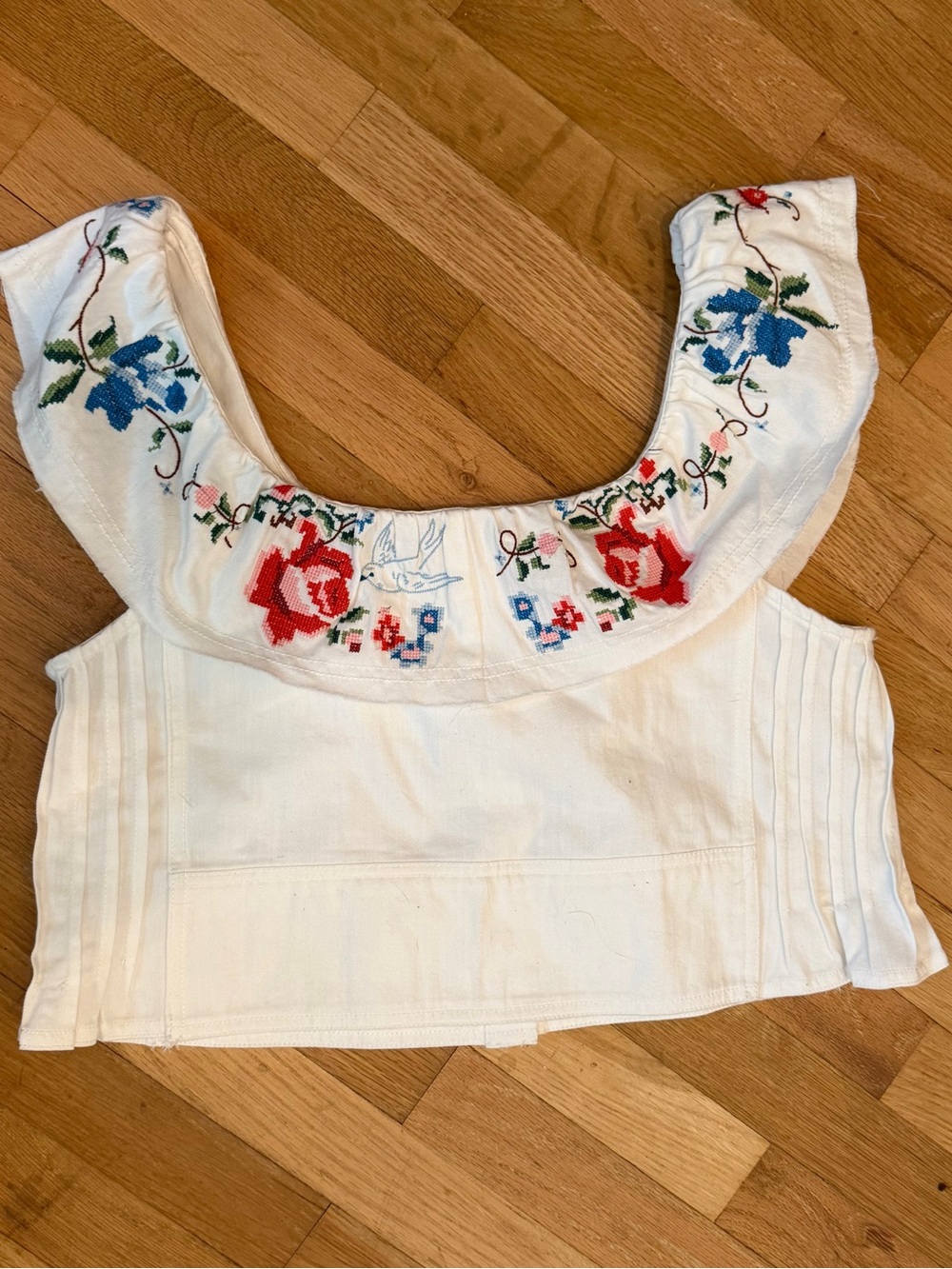 Pilcro Embroidered Ruffle-Sleeve Button Front Top - Picture 5 of 7
